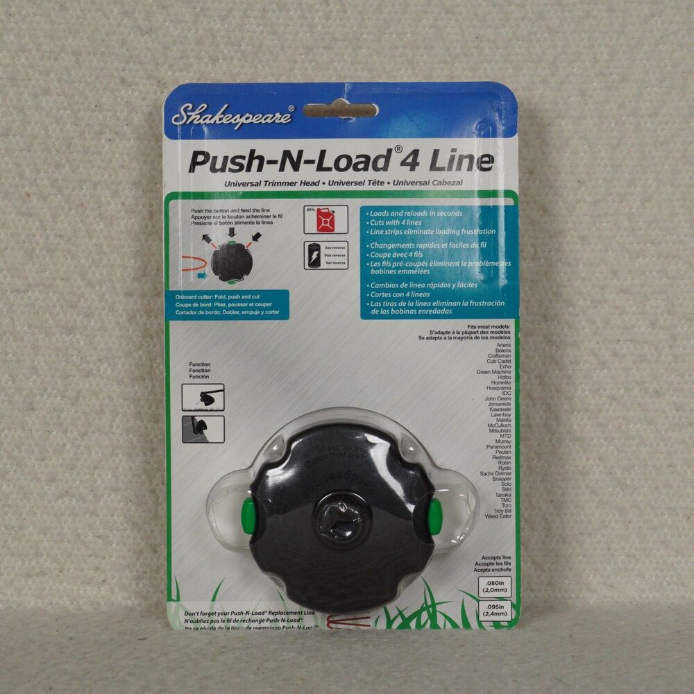 Shakespeare Push-N-Load 4 Line Universal Trimmer Head 14547 String Gas Battery